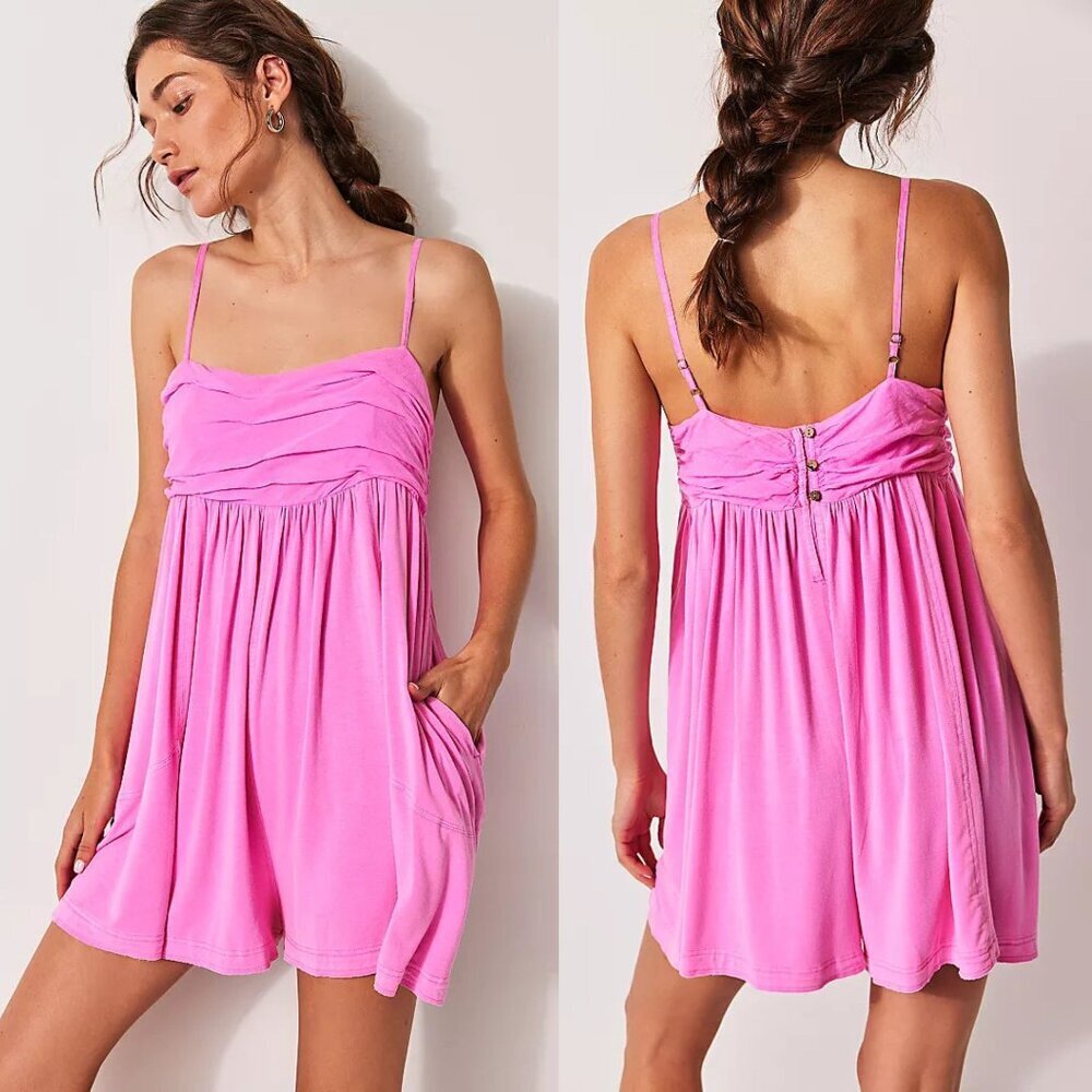 Intimately by Free People Neon Pink Heating Up Romper Size Small 41428